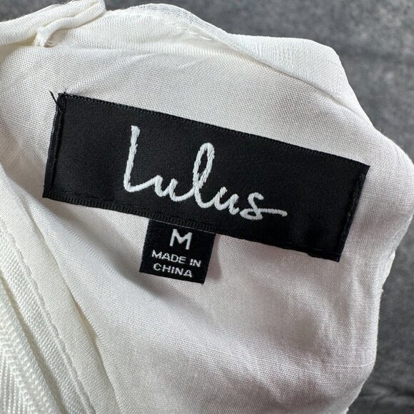 Lulus Dress Womens M White Polka Dot Sheer V Neck Babydoll Ruffle Coquette Y2K - Picture 4 of 10